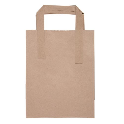 Fiesta Recyclable Flat Handle Brown Paper Bags Small (250 Pack) - JA527 - 3