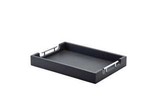 GenWare Solid Black Butlers Tray with Metal Handles 45 x 33cm - BTM4533BK - 1