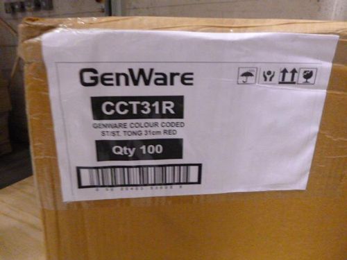 Genware Colour Coded St/St. Tong 31cm Red - CCT31R - 10