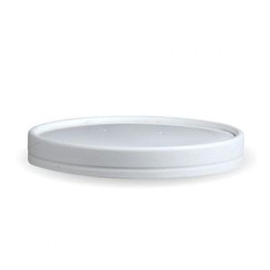 BioPak 118mm White PLA Lined Paper Lids To Fit 26/32oz BioBowls/Soup Containers (Pack of 500) - BB-BLL-118-PAPER-W-UK - 1
