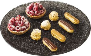 Pap Round Black Crystal Ice Cream Platters With Rim 34cm - 10702-01 - 1
