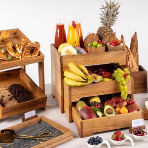 Bonzer Buffet Display Stand - Slatted - Oak 72.5 x 51 x H32cm - 13113-01 - 3