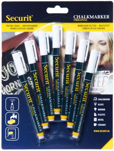 Pack Of 7 Chalk Pens 1-2 Mm Tip White - 012013 - 1