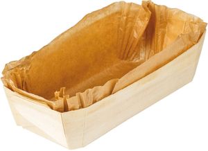 Box Of 100 Wooden Moulds With Paper Lining, Suitable For Baking And Sale Of Long Brioches 255x115x70 Mm 125 Cl - 364008 - 1