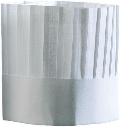 Bag Of 10 White "chef" Chef"s Hats Non-woven Pleated H 18cm Without Cap - 760321 - 1