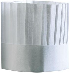Bag Of 10 White "chef" Chef"s Hats Non-woven Pleated H 18cm Without Cap - 760321 - 1