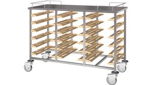 18-shelf Tray Clearing Trolley - Model With Stainless Steel Top And Rack - Beige Side Rails - Without Side Panels - 782446 - 1