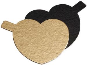 Distributor For 200 Heart-shaped Reversible Gold Foil And Black Mini-cakeboards With Tab Ø 80 Mm - 930255 - 1