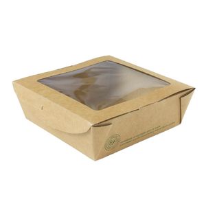 Vegware Salad Boxes with Window Kraft Medium 650ml (300 Pack) - JK364 - 1