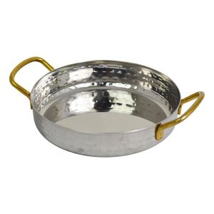 Mini Deep Pan With Handles - Ss - Hammered - Gold Handles - 15Cm - MPDH25H - 1