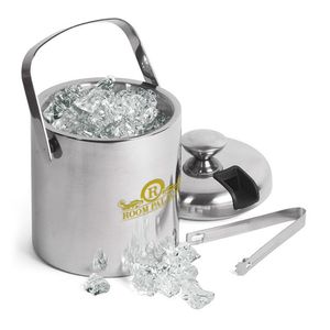 Custom Branded Insulated Stainless Steel Ice Bucket & Tong (1.25 Litre) - C4823 - 1