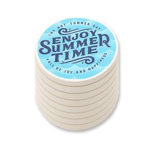Custom Branded Ceramic Coaster Round sets of 8 - C6959 - 1