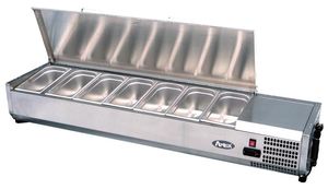 Atosa VRX1600/330S Countertop Topping Unit with 7 x 1/4 GN Pans/Lids, 1605mm - VRX1600-330S - 3