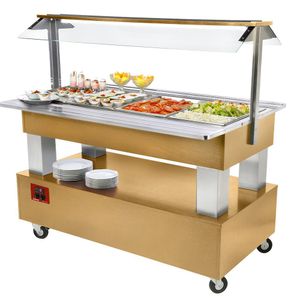 Diamond BSB/4N-D1-R2 Light Oak Wood Refrigerated Buffet Salad Bar, 4 x 1/1 GN - BSB-4N-D1-R2 - 1