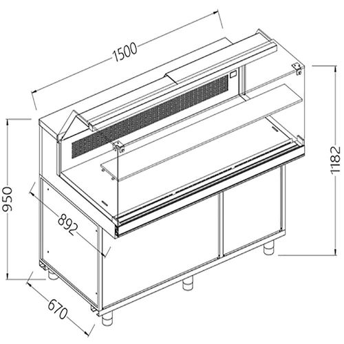 Diamond CFB15X Refrigerated & Heated Display Counter without Understorage, 1500mm - CFB15X - 2