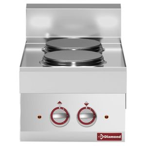 Diamond E65/2P4T-N 2 Rounded Hobs Countertop Electric Range Cooker, 5.2kW - E65-2P4T-N - 1