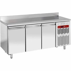 Diamond TG3N/HA-R2 3 Door Stainless Steel Refrigerated Counter with Splashback, 405 Litres - TG3N-HA-R2 - 1