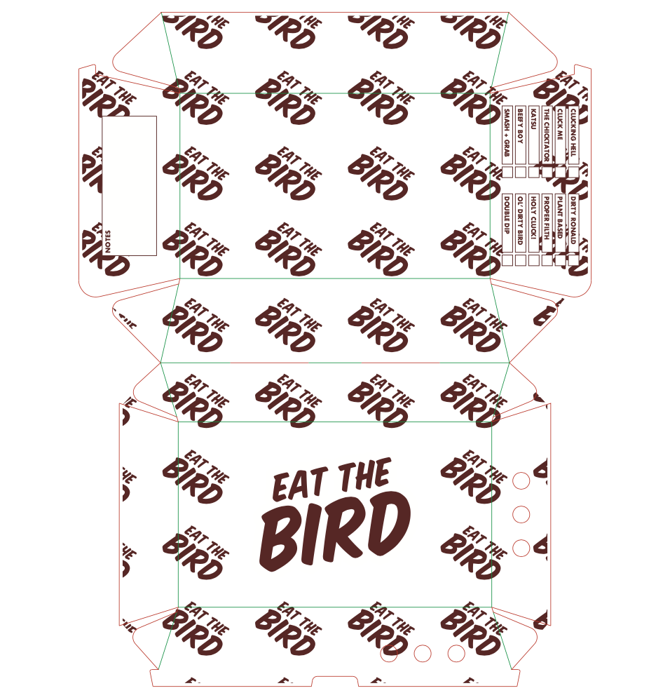 ETB-CLAMSHELL - Eat the Bird Custom Printed Clamshell - Pack 250 - ETB-CLAMSHELL