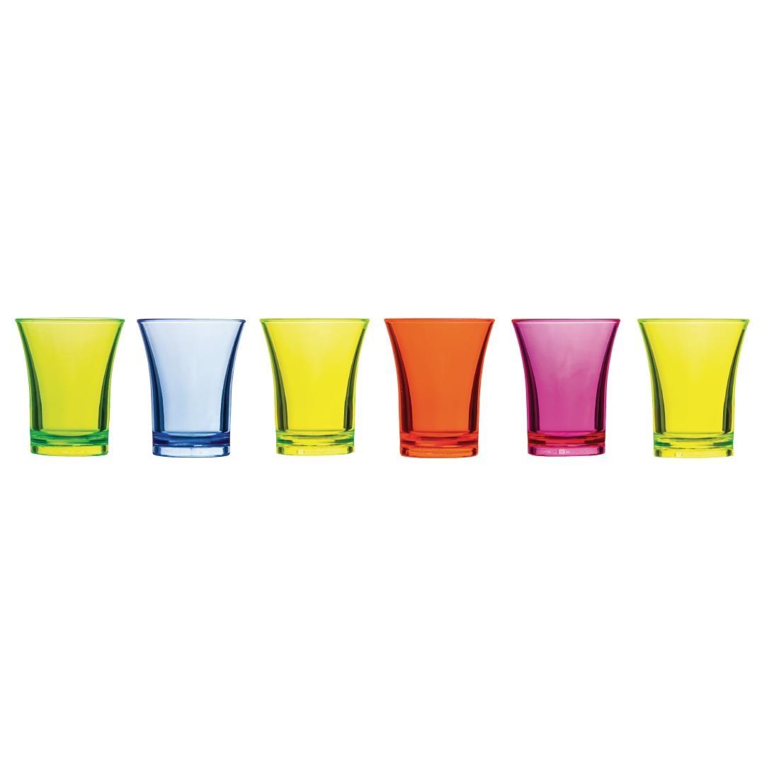 Polystyrene Mixed Colour Shot Glasses 25ml CE Marked (Pack of 24) - CB880 - 1