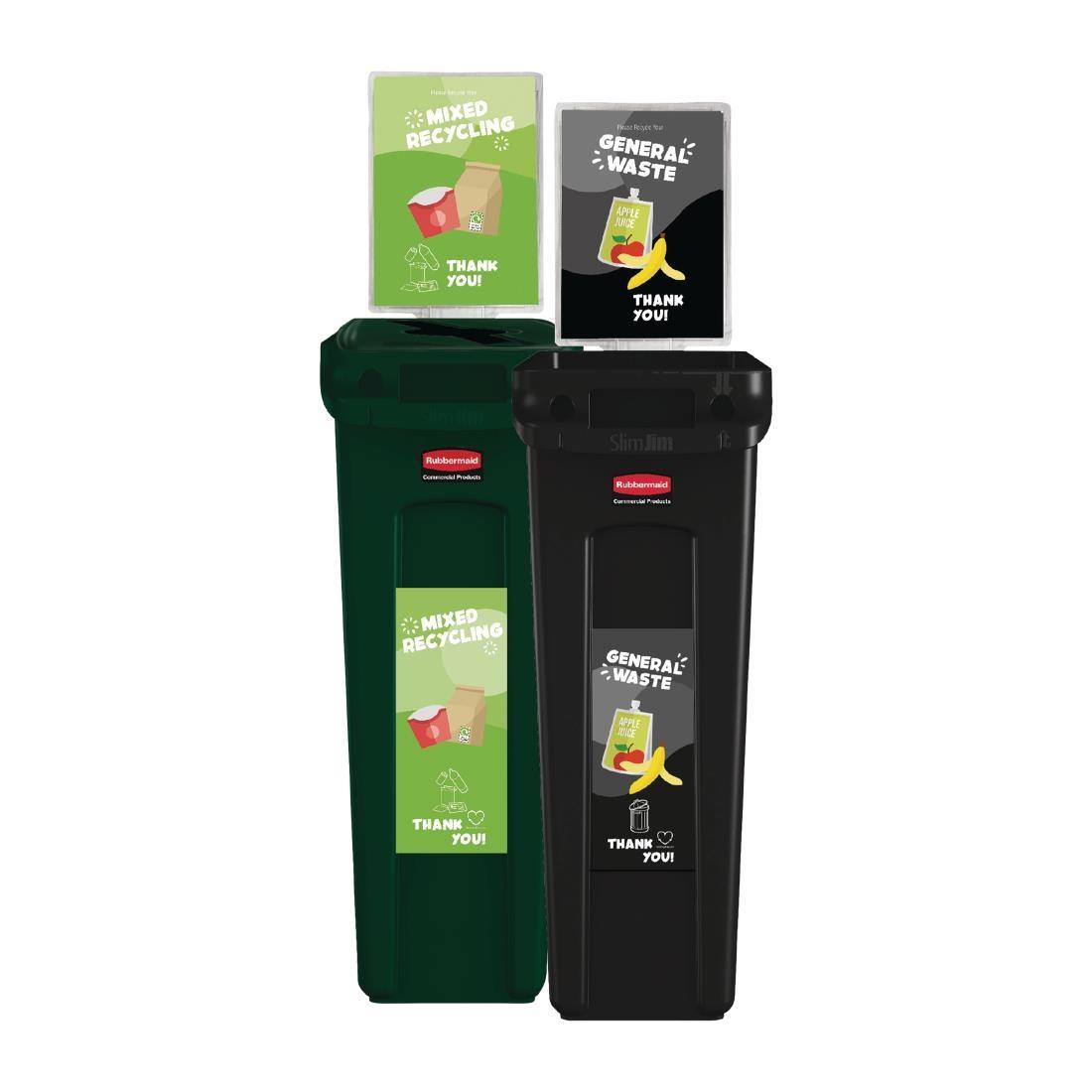 Rubbermaid General Waste and Mixed Recycling School Recycling Kit - FT356 - 1