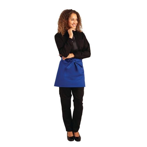 Whites Short Bistro Apron Blue