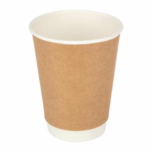 Fiesta Recyclable Coffee Cups Double Wall Kraft 340ml / 12oz (Pack of 25) - GP437 - 1