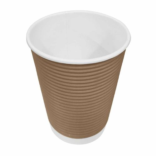 Fiesta Recyclable Coffee Cups Ripple Wall Kraft 225ml / 8oz (Pack of 25) - GP443 - 4