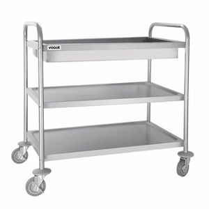 Vogue Stainless Steel 3 Tier Deep Tray Clearing Trolley - CC365 - 1