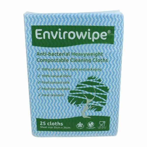 EcoTech Envirowipe Antibacterial Compostable Cleaning Cloths Blue (25 Pack) - FA208 - 3