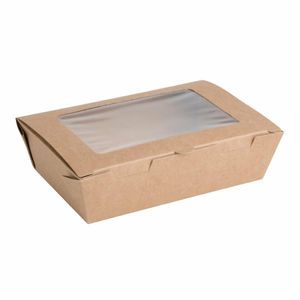 Fiesta Compostable Salad Boxes with PLA Windows 700ml (Pack of 200) - FB676 - 1