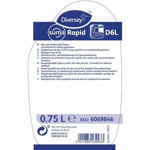 Suma Rapid D6L Glass and Stainless Steel Cleaner Ready To Use 750ml - GH499 - 3