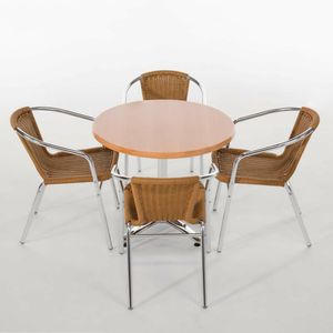 Bolero Aluminium and Natural Wicker Chair (Pack of 4) - U422 - 3