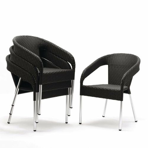 Bolero Wicker Wraparound Bistro Chairs Charcoal (Pack of 4) - CG223 - 1