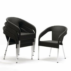 Bolero Wicker Wraparound Bistro Chairs Charcoal (Pack of 4) - CG223 - 1