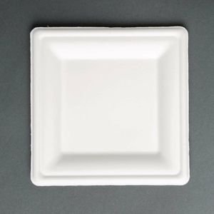 Fiesta Compostable Bagasse Square Plates 159mm (Pack of 50) - FC518 - 1