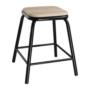 Bolero Cantina Low Stools with Wooden Seat Pad Black (Pack of 4) - DE481 - 1