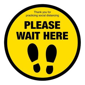 Please Wait Here Social Distancing Floor Graphic 200mm - FN360 - 1