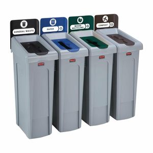 Rubbermaid Slim Jim Four Stream Recycling Station 87Ltr - DY081 - 1