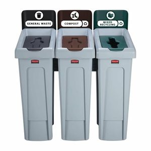 Rubbermaid Slim Jim Three Stream Recycling Station 87Ltr - DY080 - 3