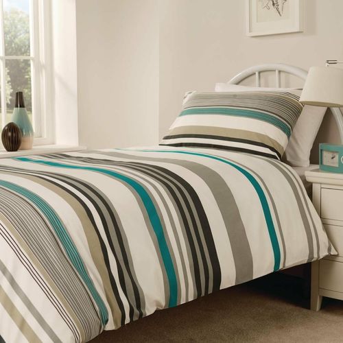 Mitre Essentials Madison Stripe Housewife Pillowcase Teal - HB714 - 1