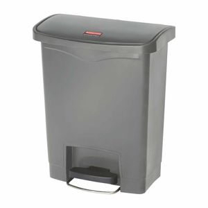 Rubbermaid Slim Jim Step On Front Step Pedal Bin Grey 30Ltr - DY114 - 1