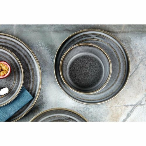 Olympia Cavolo Flat Round Bowls Charcoal Dusk 143mm (Pack of 6) - FD918 - 4