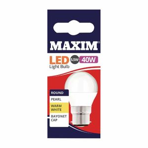Maxim LED Round BC Warm White Light Bulb 6/40w - FW510 - 1