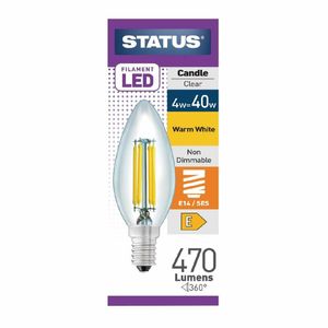 Status Filament LED Candle SES Warm White Light Bulb 4/40w - FW521 - 1