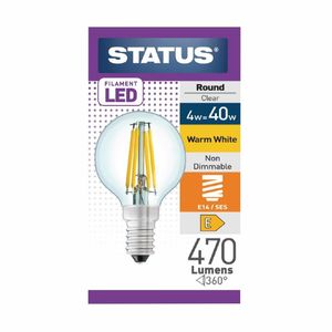 Status Filament LED Round SES Warm White Light Bulb 4/40w - FW524 - 1