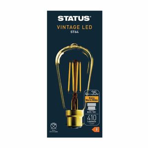 Status 320 Lumens Pear Golden Light Bulb Crystalite Antique LED ST64 BC 4w - FW527 - 1