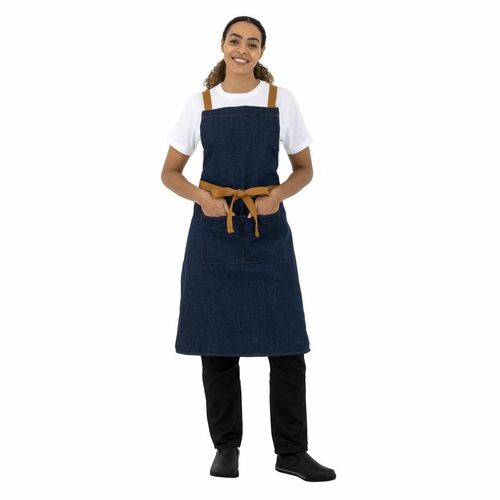 Southside X-Cross Back Apron Denim Blue Tan Ties - B984 - 8