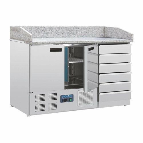 Polar G-Series Double Door Pizza Counter with Granite Top and Dough Drawers - CT425 - 2