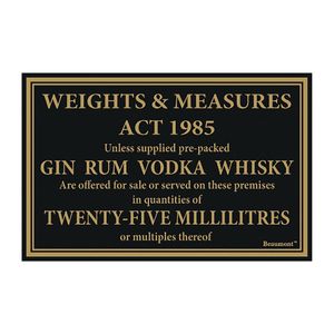 Beaumont Whisky Gin Vodka Rum Law Sign 170x110mm - CZ913 - 1