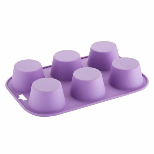 Hygiplas Flexible Silicone Six Hole Purple Muffin Pan - CX047 - 3